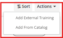 Screenshot: Add External Training