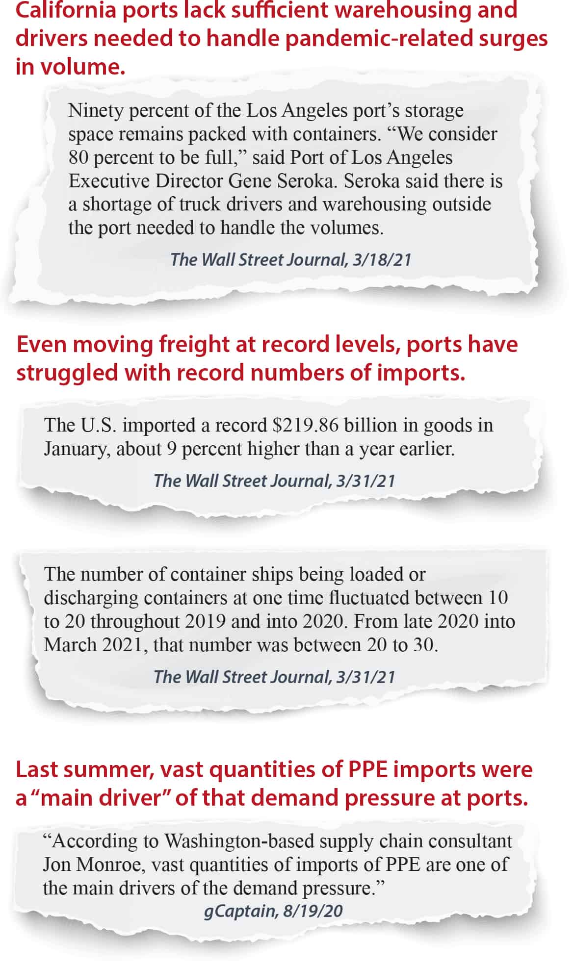 Quotes from the Wall Street Journal and gCaptain. Please enable images to view.